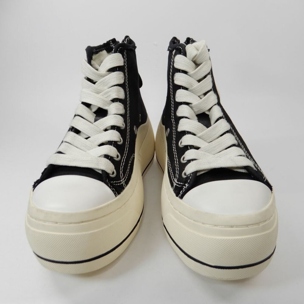 R13 Kurt High Top Platform Sneakers Size 5 Black Canvas Lace-Up Zip NEW $495 - Picture 6 of 16